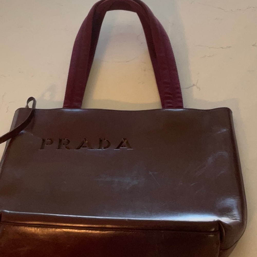PRADA Burgundy Purse Cutout Name 12’’ by 9’’